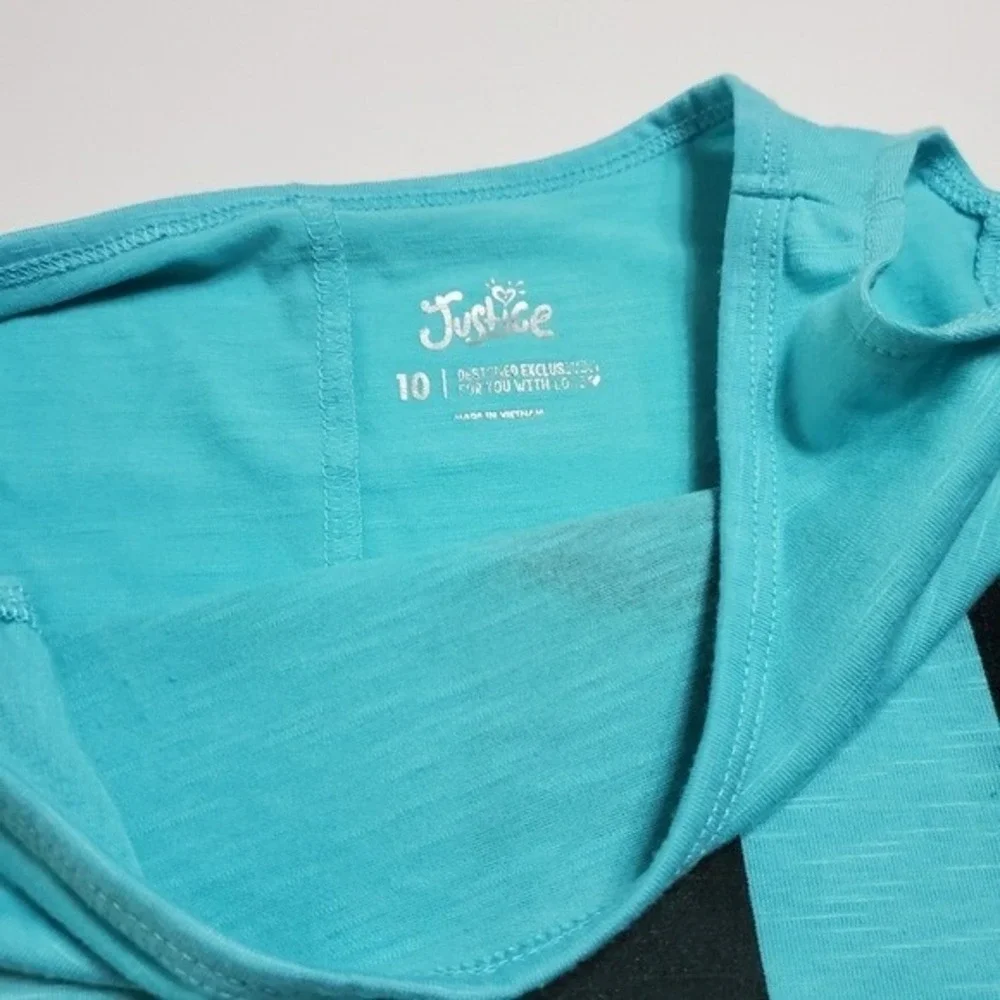 Justice size 10 bedazzled sleeve LA blue shirt